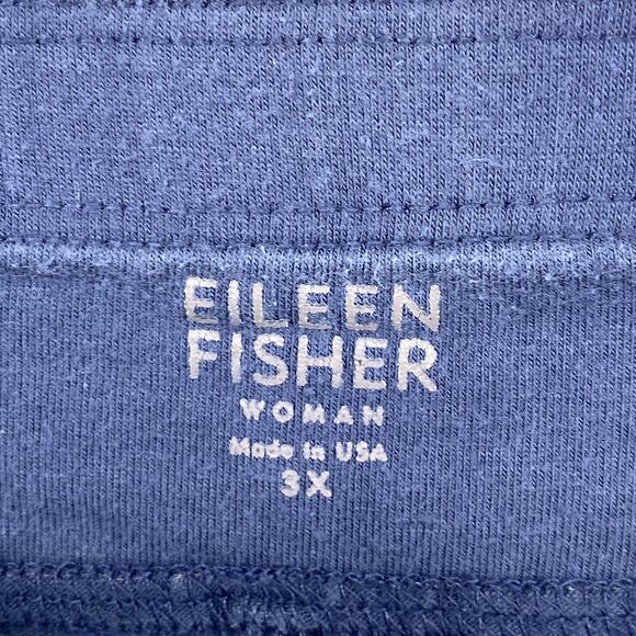 EILEEN FISHER Pants 3X Stretch Organic Cotton Jersey Wide Crop Pull On Blue USA - Picture 5 of 12